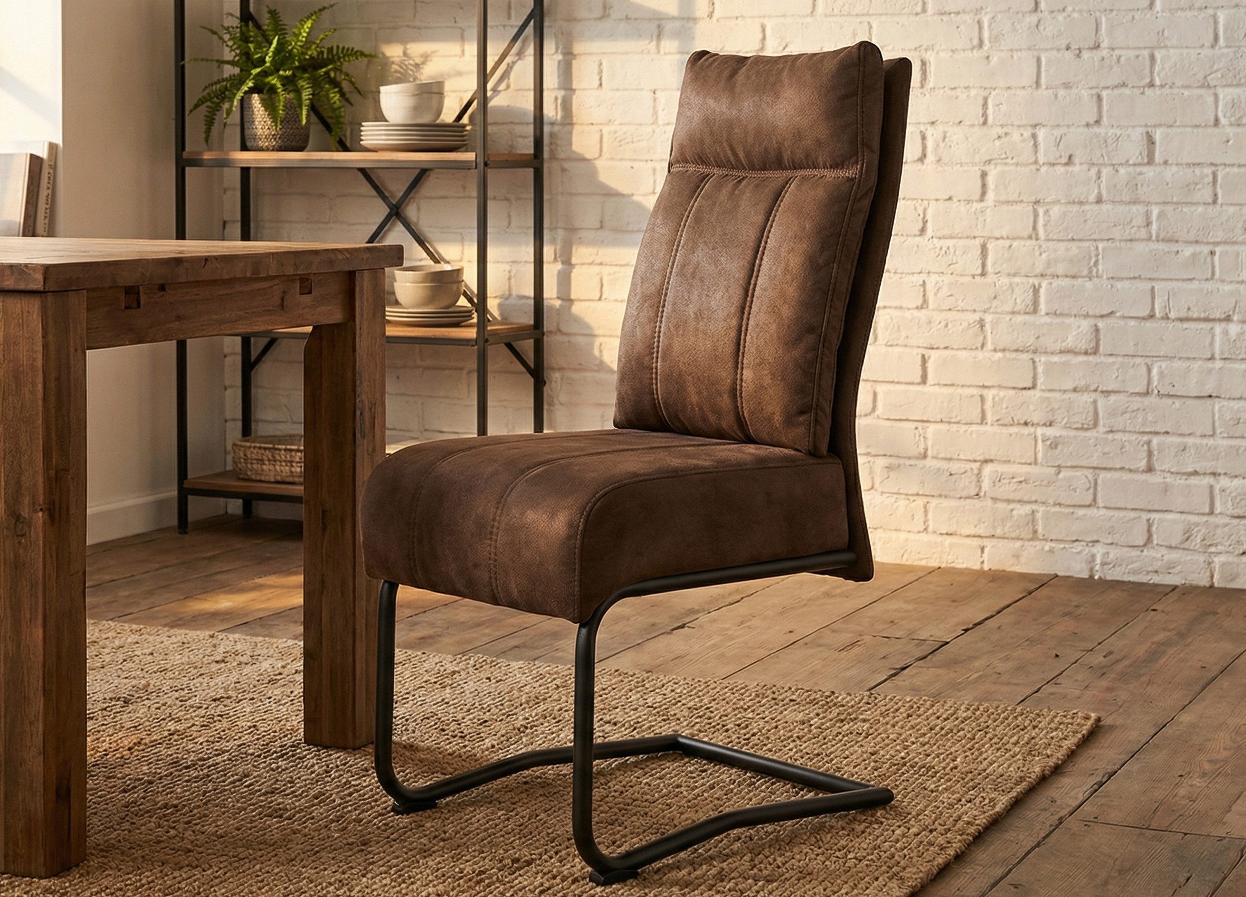 Massivart® Freischwinger mit Taschenfederkern, Microfaser Antiklook, Esszimmerstuhl, »Azul«, praktischer Griff am Rücken · Metallgestell schwarz matt