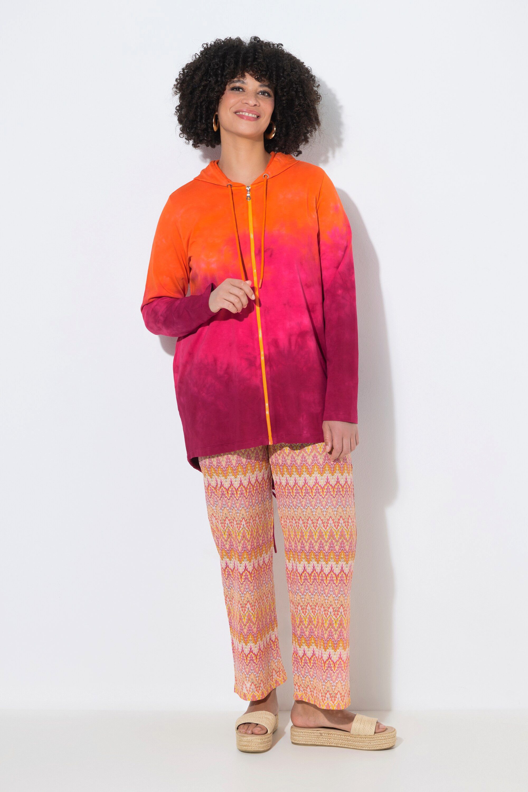 Sweatjacke Sweatjacke A-Linie Farbverlauf Kapuze