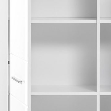 99rooms Highboard Alberta Weiß Matt, Weiß Hochglanz (Kommode, Standschrank), mit Einlegeböden, Hochglanzfront, variabel stellbar, Modern Design