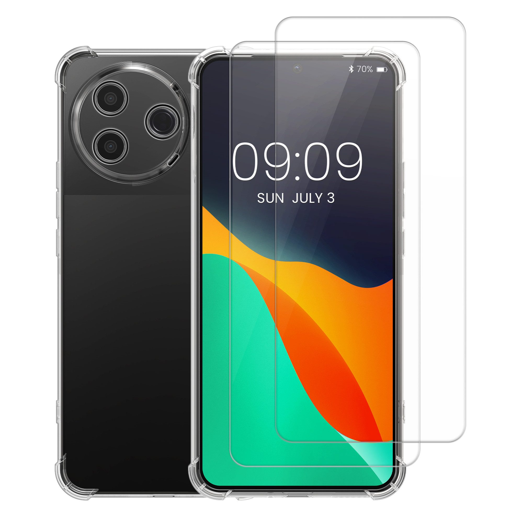 kalibri Smartphone-Hülle Hülle für Xiaomi Poco F7 Pro Case, Handyhülle mit 2x Glas Schutz Folie - Cover Handyhülle