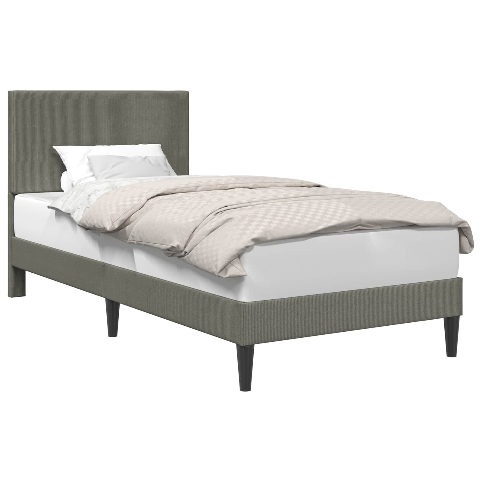 vidaXL Bett Bettrahmen mit Kopfteil Hellgrau 100 x 200 cm Cordstoff (1-tlg)