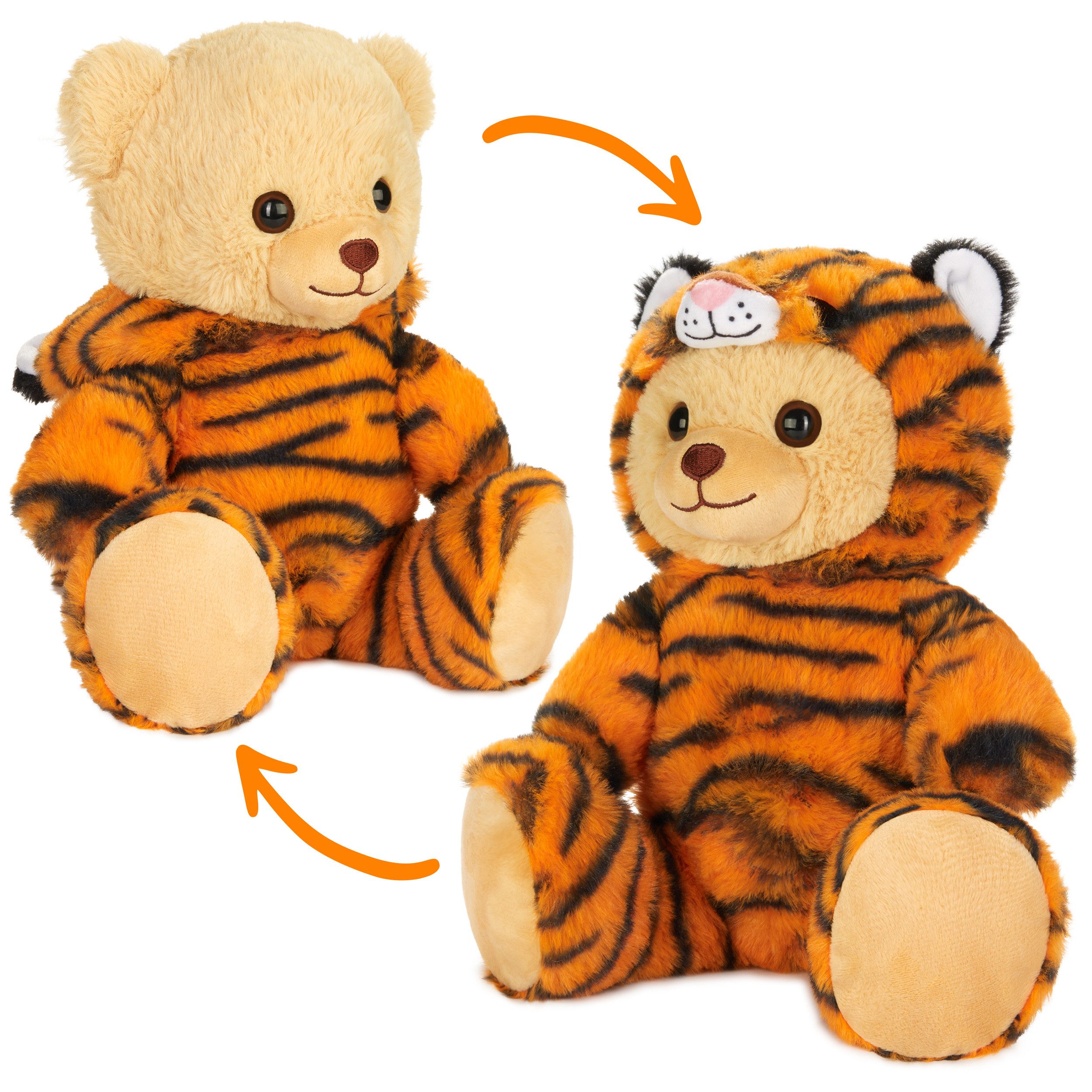 BRUBIES Kuscheltier Teddy Tiger - 25 cm Teddybär im Tigerkostüm mit Kapuze (Plüschtier für kuschelige Abenteuer, 1-St), Kuscheltier Geschenk für Kinder