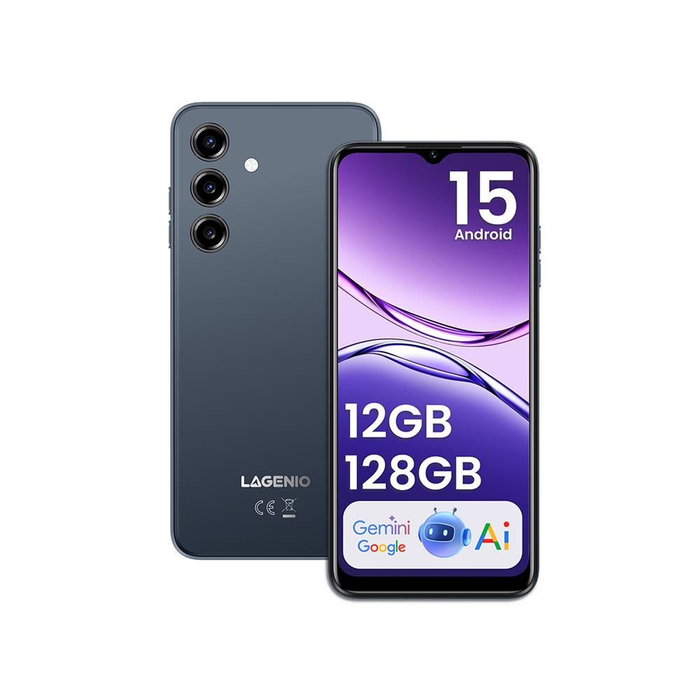 LAGENIO A 10 Pro Handy 6,5" 90 Hz HD+ Kratzfest 5150 mAh lange Akkulaufzeit Smartphone (13 MP Kamera, 12/128GB, Android 15, GPS, 4G, schlankes Design, geringes Gewicht)