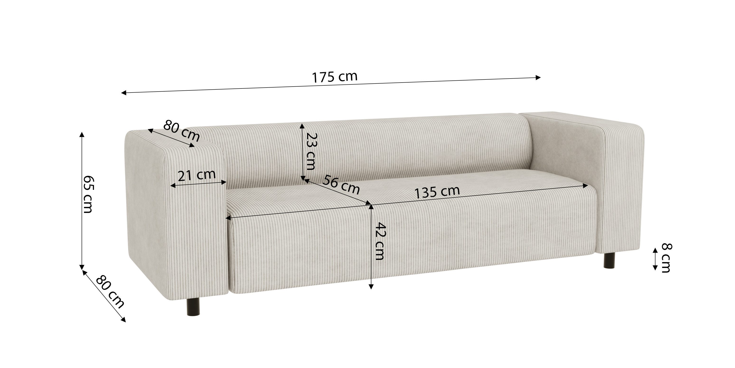 S-Style Möbel Polstergarnitur 3+2 Gustav aus Cord-Stoff mit bequemem Sitz, (1x 3-Sitzer-Sofa, 1x 2-Sitzer-Sofa)