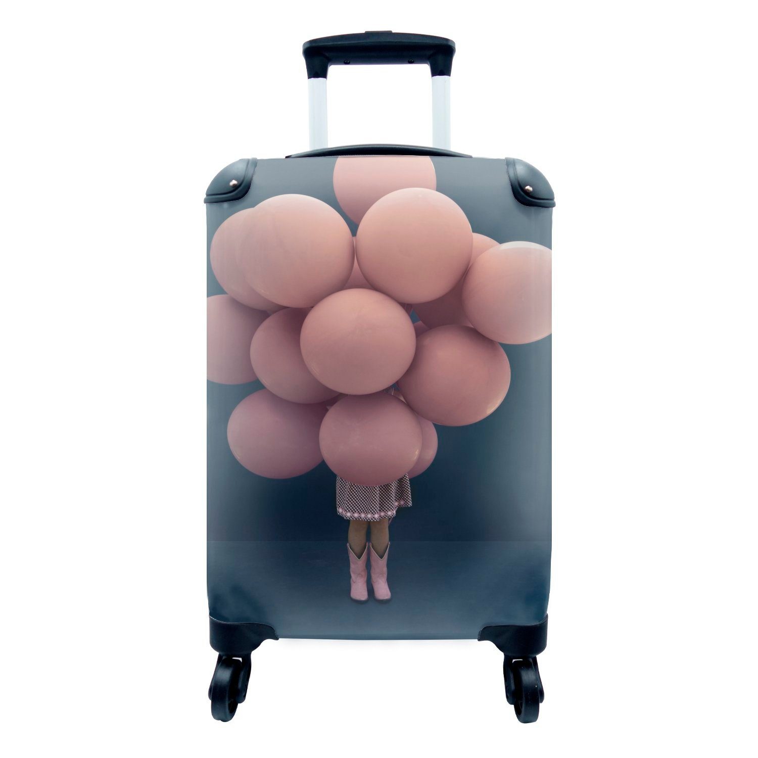 MuchoWow Handgepäckkoffer Mädchen mit 4 Ferien, Reisekoffer mit Handgepäck Trolley, Rollen, Luftballons, rollen, großen Reisetasche für