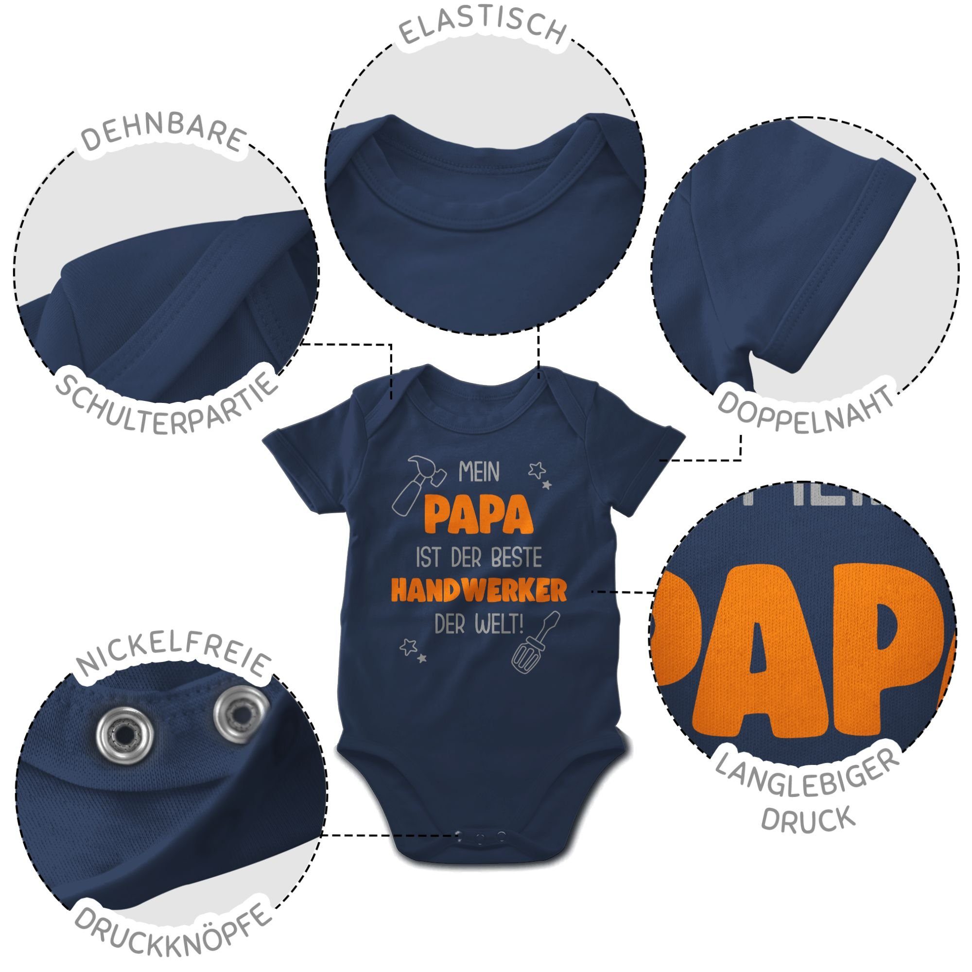 Shirtbody Navy Bunt Papa beste 1 ist der Shirtracer Welt gemischt der Mein Blau Baby Handwerker