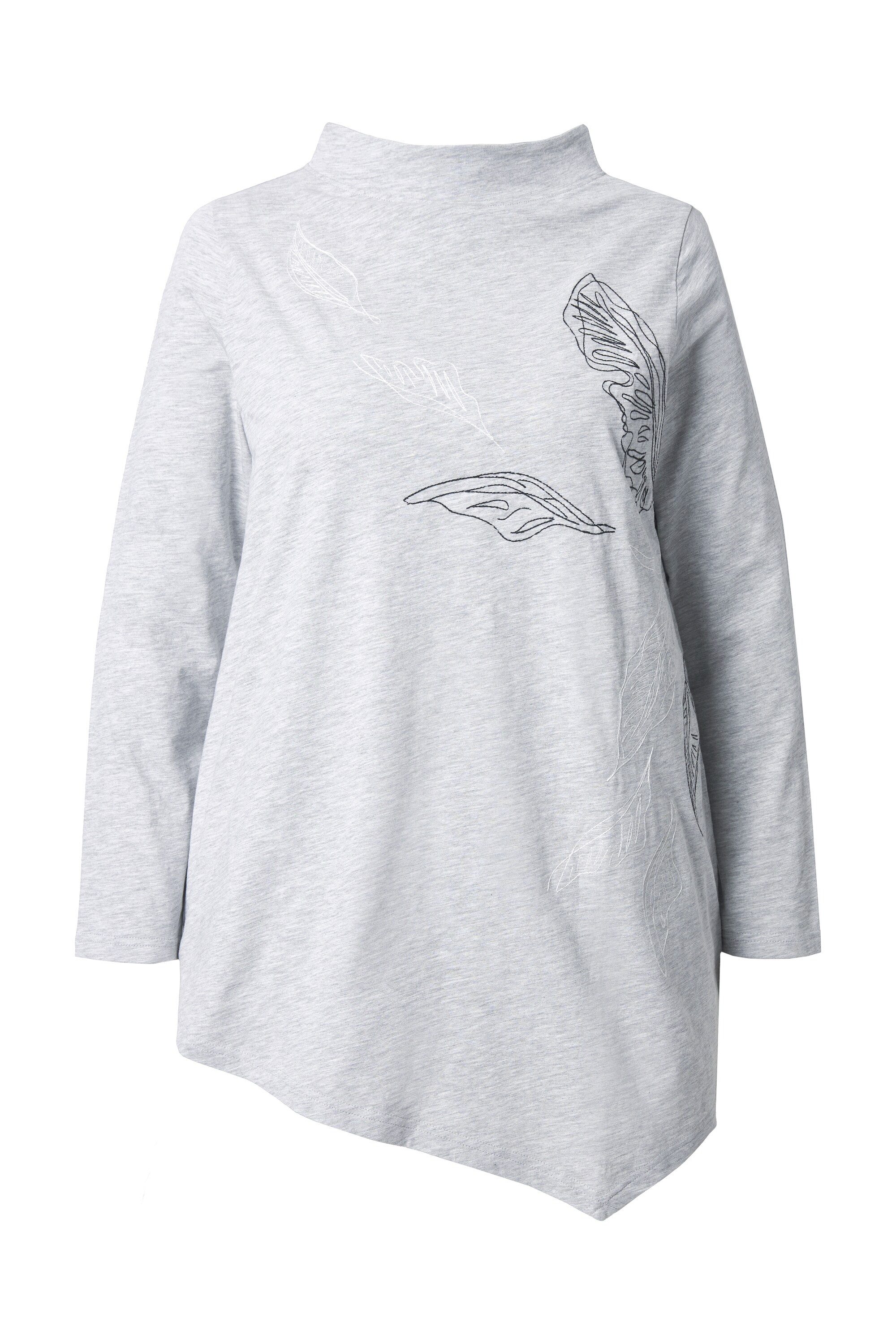 Ulla Popken Longshirt Longshirt Stickerei Stehkragen günstig online kaufen