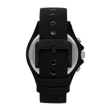 Sector Chronograph Sector Herren Armbanduhr Chrono Leder, Herren Armbanduhr rund, groß (41,2x37mm), Lederband schwarz, Elegant