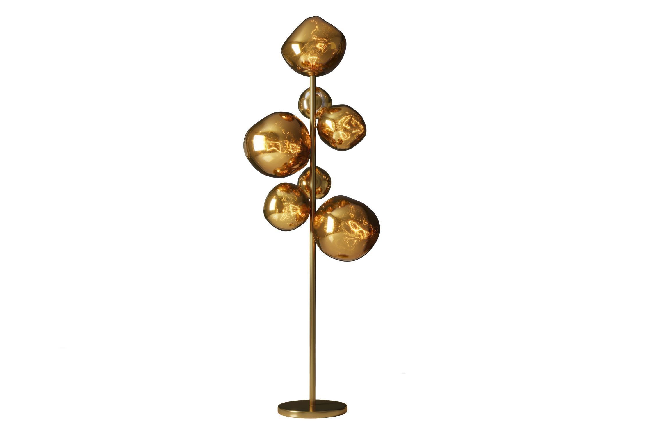 Licht-Erlebnisse Stehlampe QUARNA, ohne Leuchtmittel, Glas Metall 168 cm hoch in Gold Modern für 7x G9
