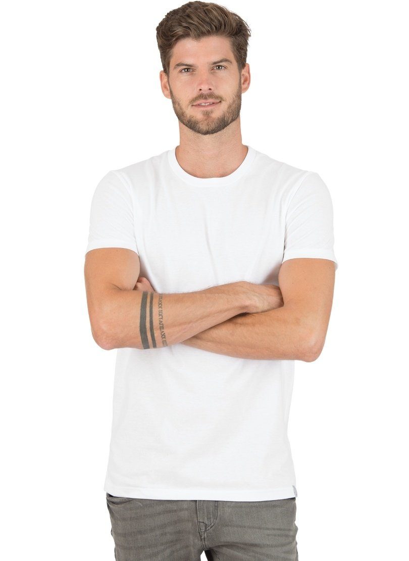 Trigema T-Shirt TRIGEMA Slim Fit T-Shirt aus DELUXE Baumwolle weiss