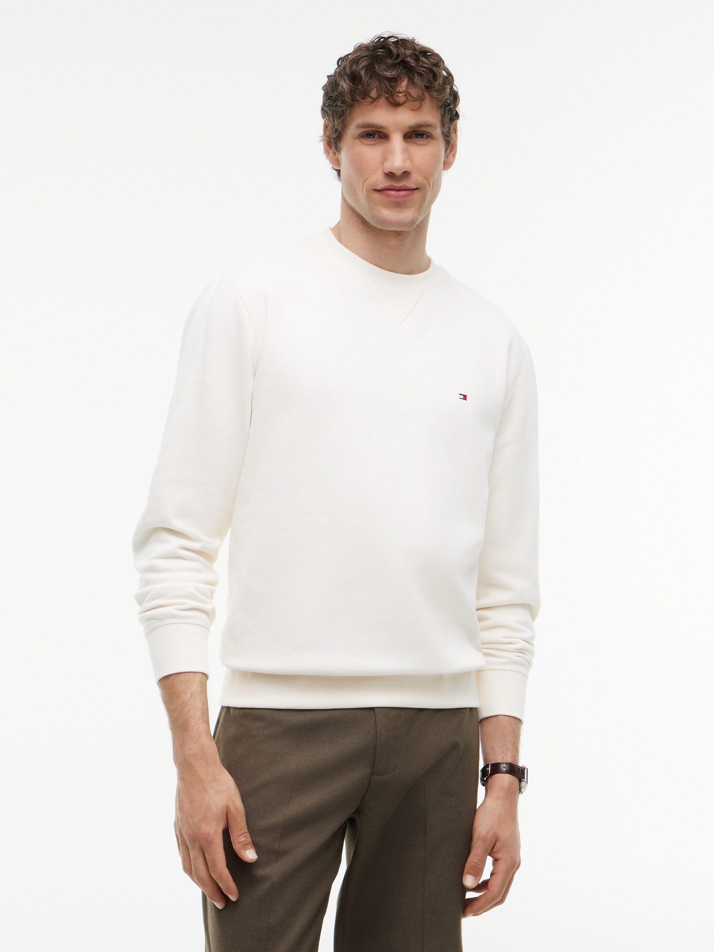 Tommy Hilfiger Sweatshirt ESS SEASONAL FLEECE CREWNECK mit Rundhals und Stickerei unifarben, casual, regular fit, Baumwollmix, Rundhals