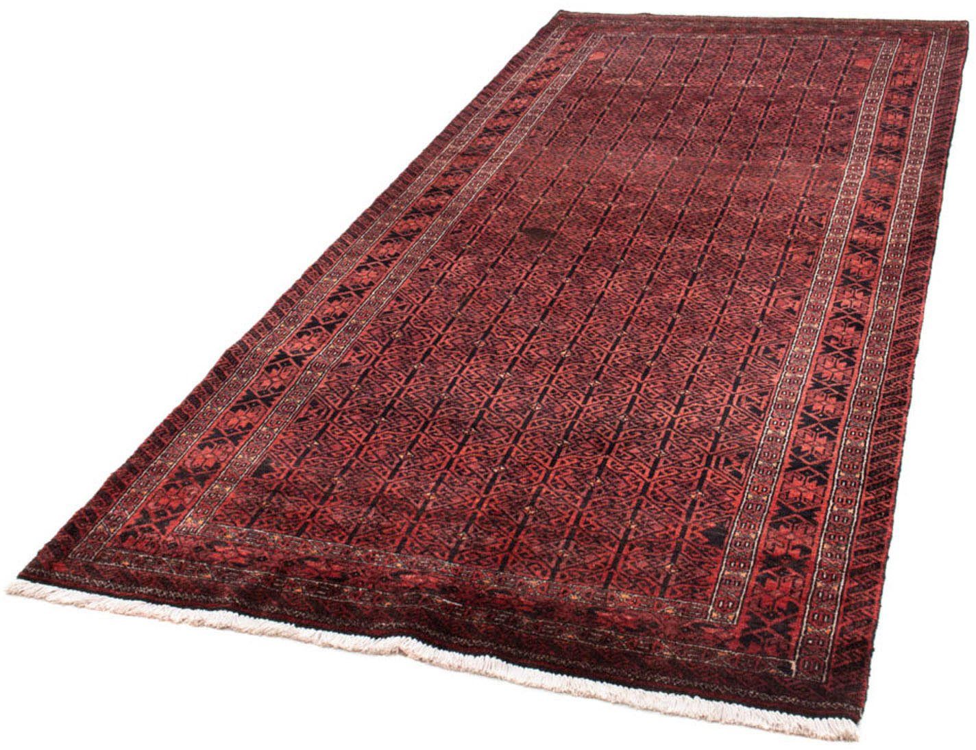 Hochflor-Läufer Belutsch Durchgemustert Rosso scuro 248 x 117 cm, morgenland, rechteckig, Höhe: 8 mm, Handgeknüpft | Shaggy-Teppiche