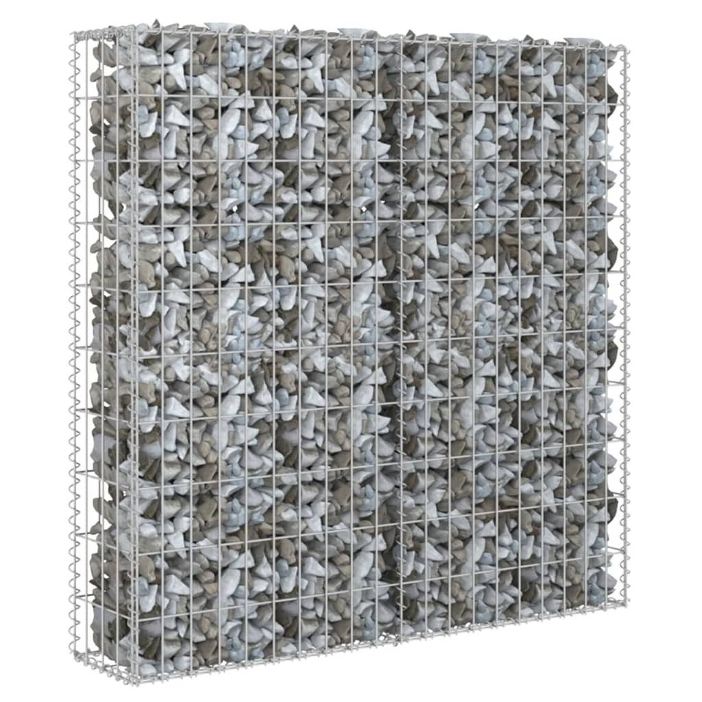 DOTMALL Gabionenzaun Gabionenwand mit Abdeckung Verzinkter Stahl 80×20×100 cm