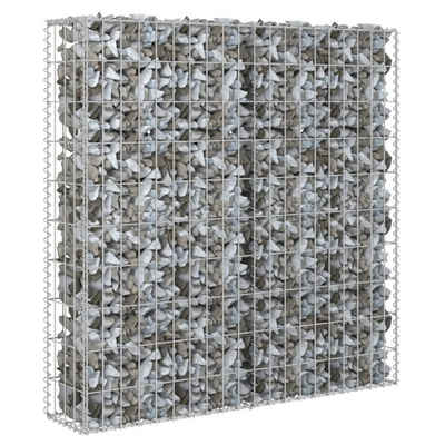 DOTMALL Gabionenzaun Gabionenwand mit Abdeckung Verzinkter Stahl 80×20×100 cm