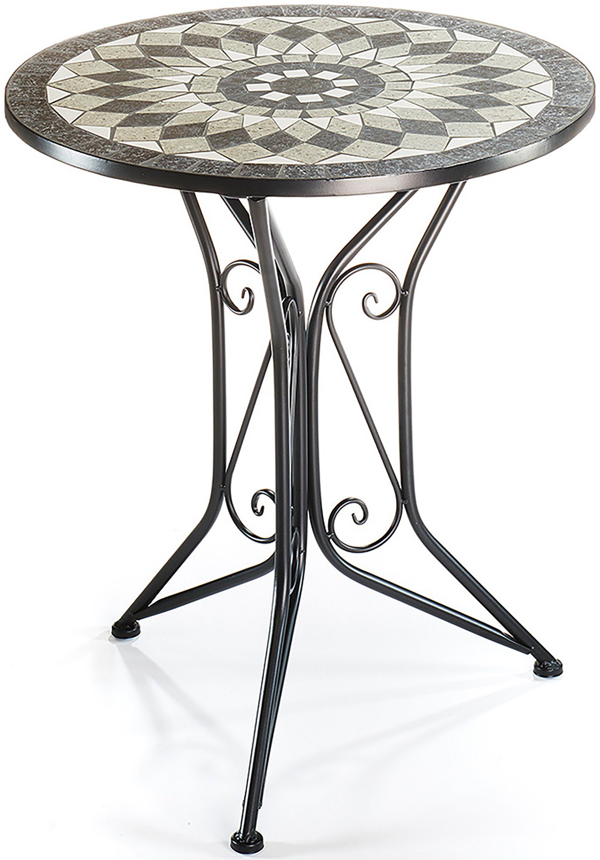 1-St) grau Beistelltisch Kobolo mit Mosaikplatte Gartentisch Set, (kein
