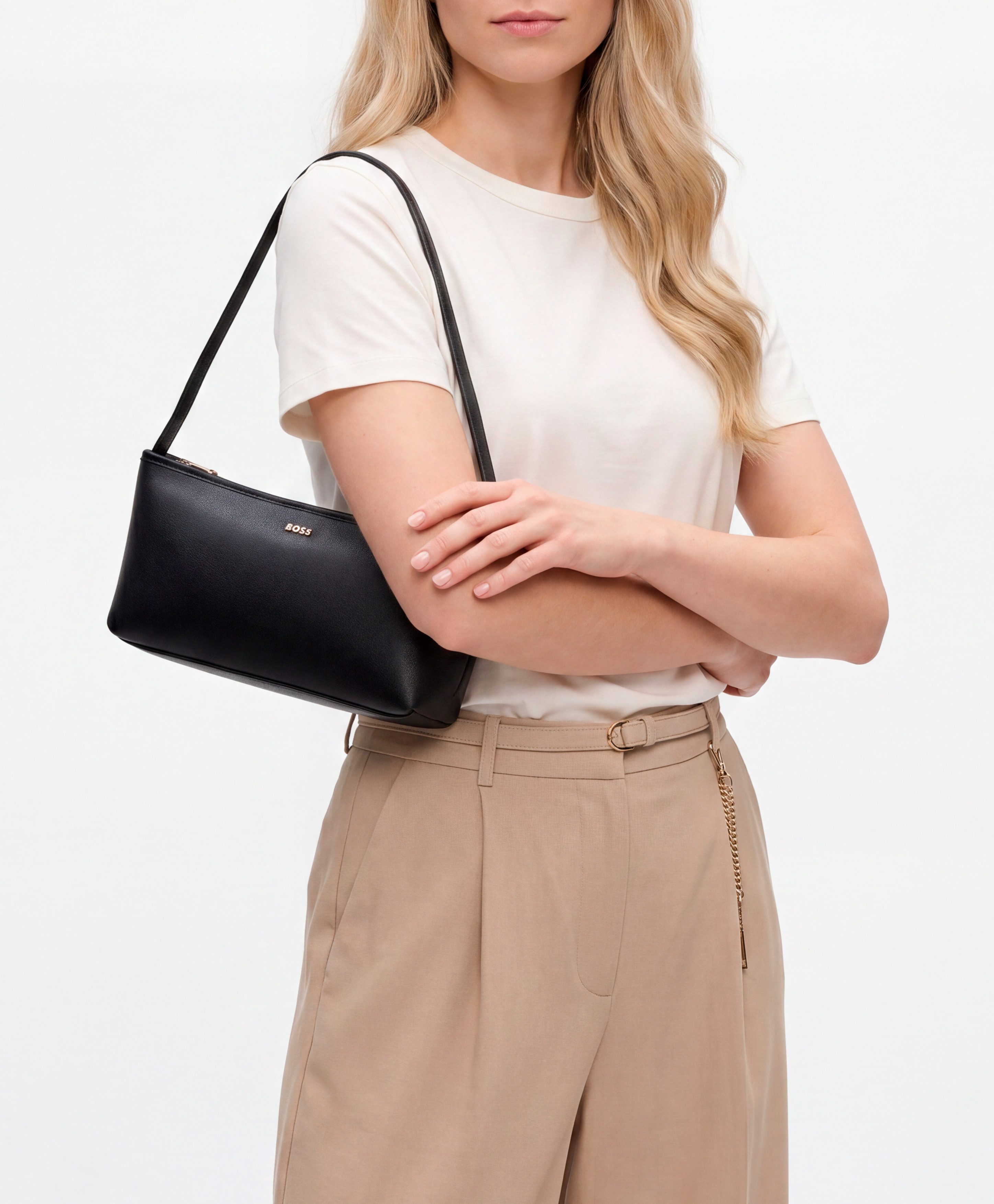 BOSS Schultertasche, Damen Handtasche, Handbag mit Logo, klassischer Look