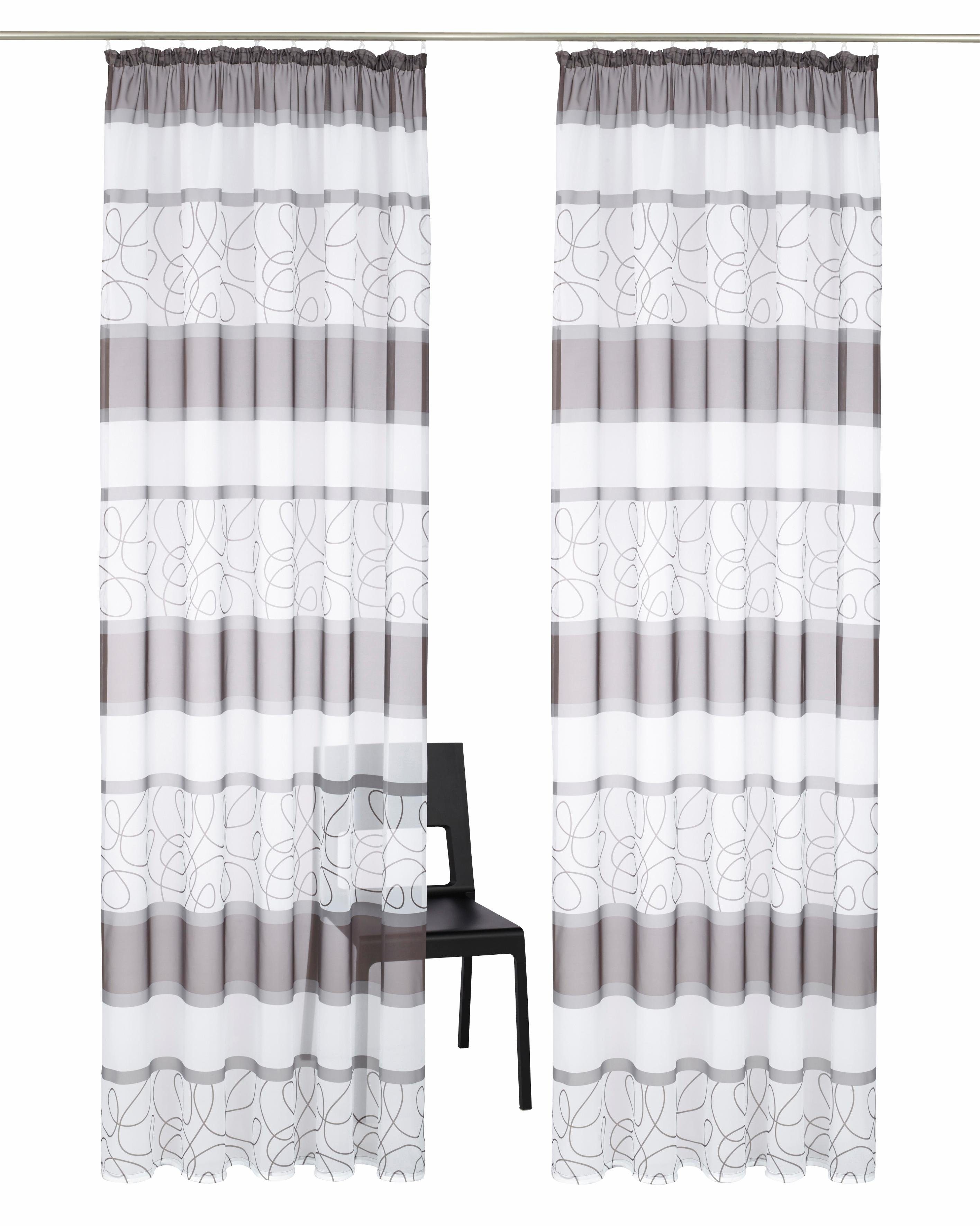 Gardine Napala, my home, Kräuselband (2 grau Vorhang, Voile, St), transparent Fertiggardine, transparent