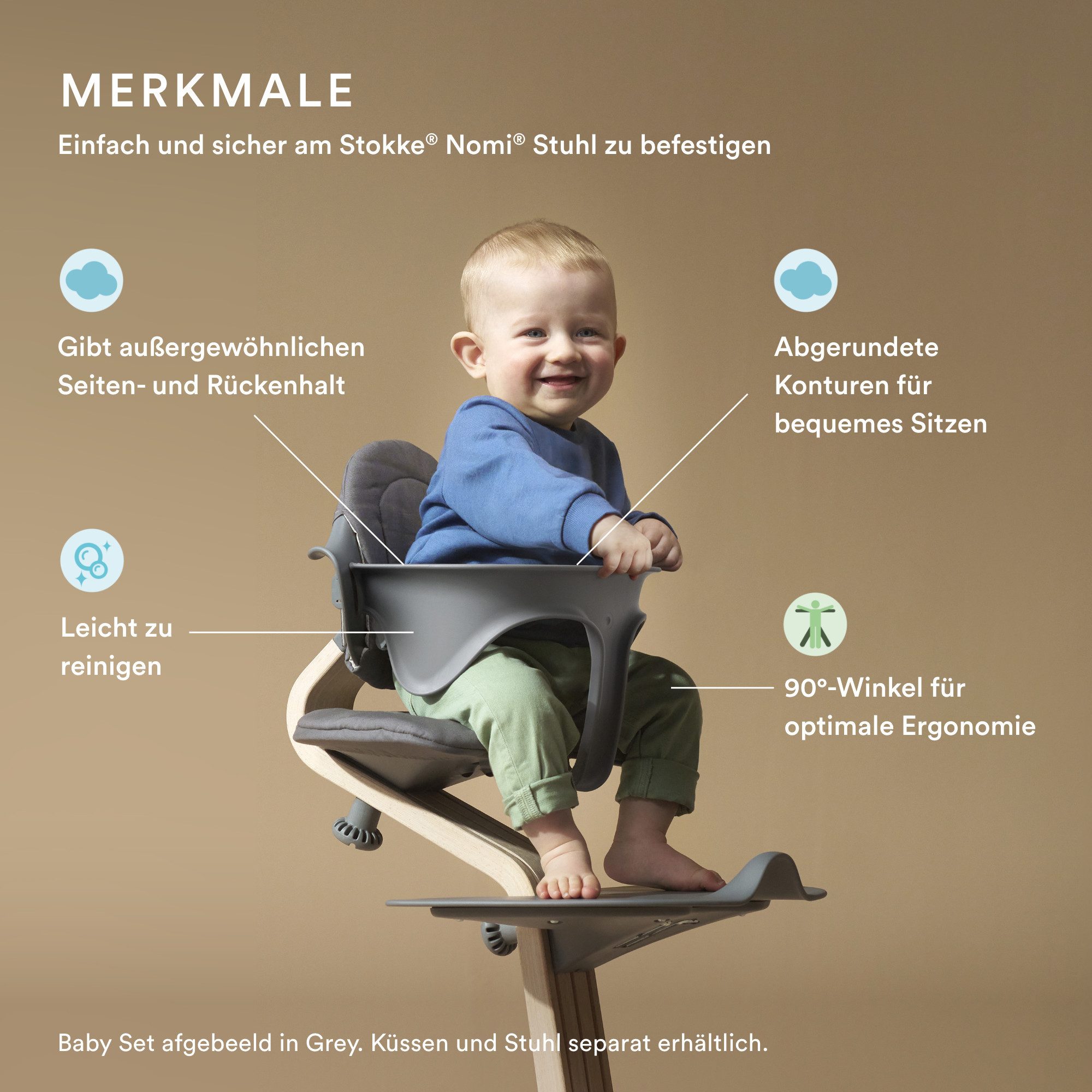 Stokke Hochstuhlaufsatz Nomi® Baby Set für Nomi Hochstuhl, ein schützender Arm um dein Baby