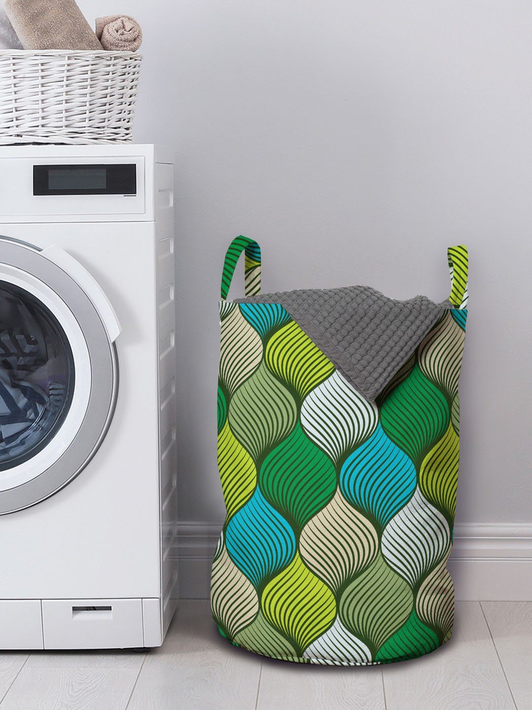 Tone für Natur Abstrakt Waschsalons, mit Wäschesäckchen Wäschekorb Gradient Kordelzugverschluss Forms Abakuhaus Griffen