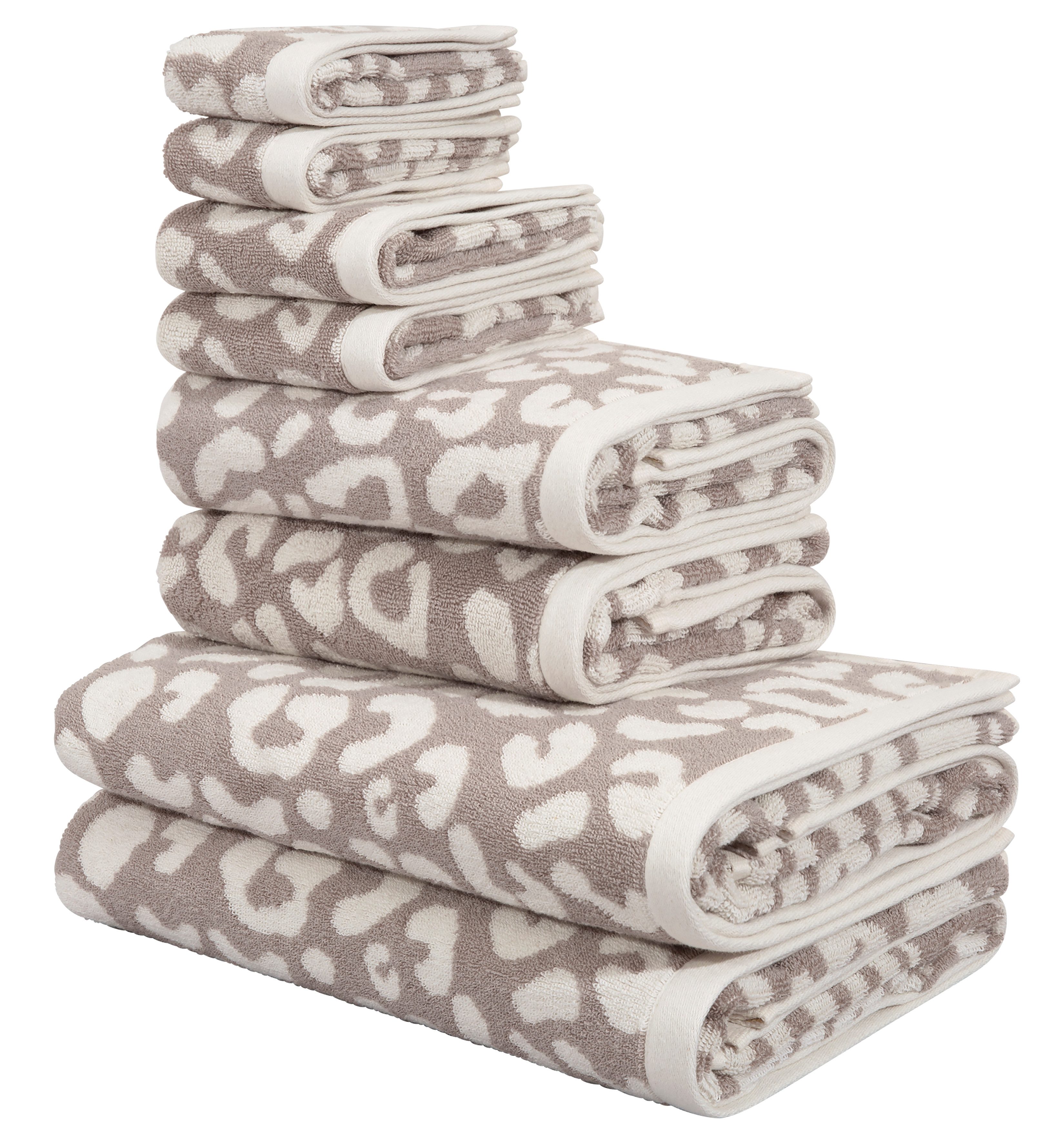 OTTO home Handtuch Set Regona Leo, 8 tlg. Set, Premium Handtücher, 100% Baumwolle, 550 gr/m², Frottier (8-St), Animal Print, Duschtücher, Handtücher, Gästetücher, Seiftücher