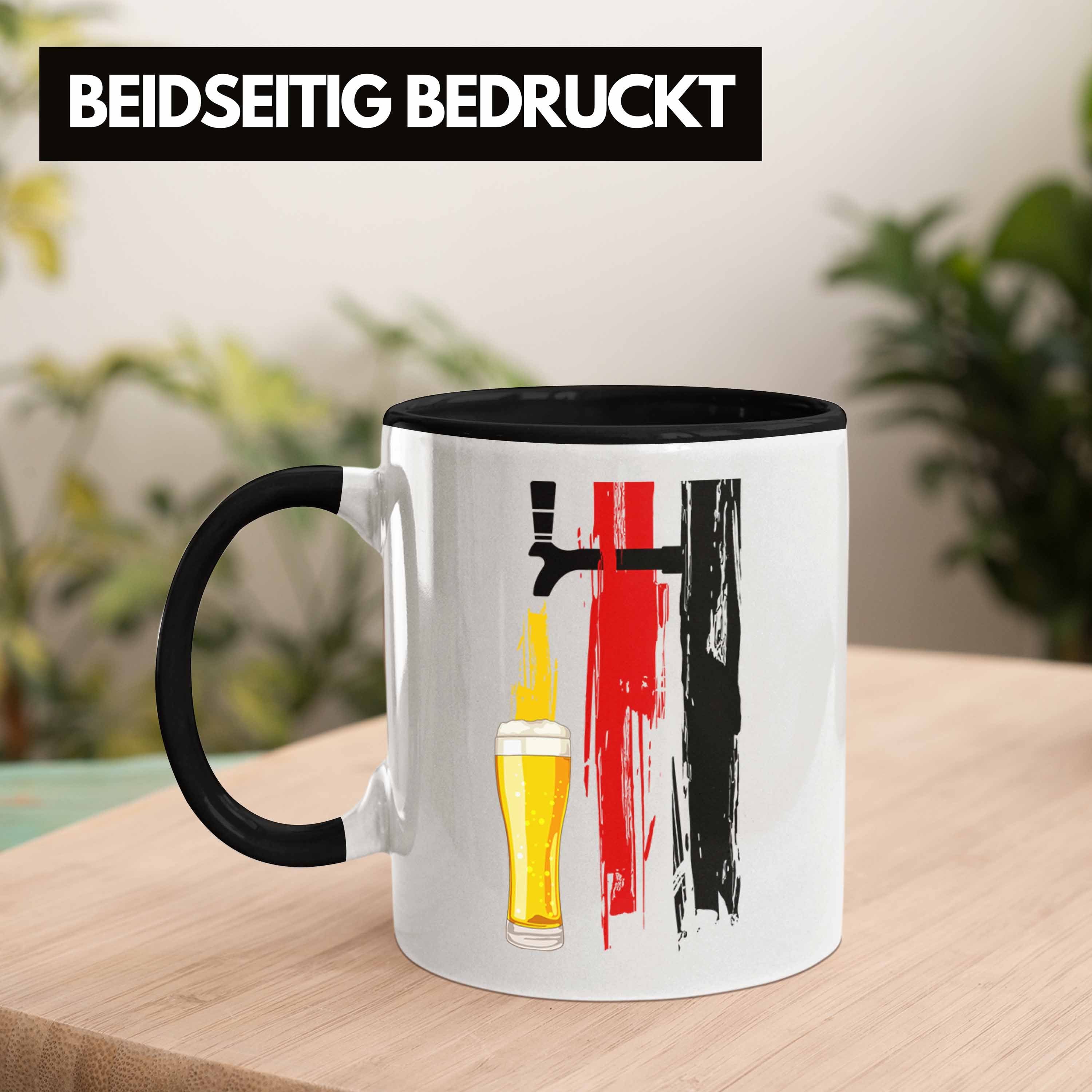 Tasse Deutschlandflagge Grafik Tasse Schwarz Trendation Bier Geschenke für Trendation - Männer und mit Bier