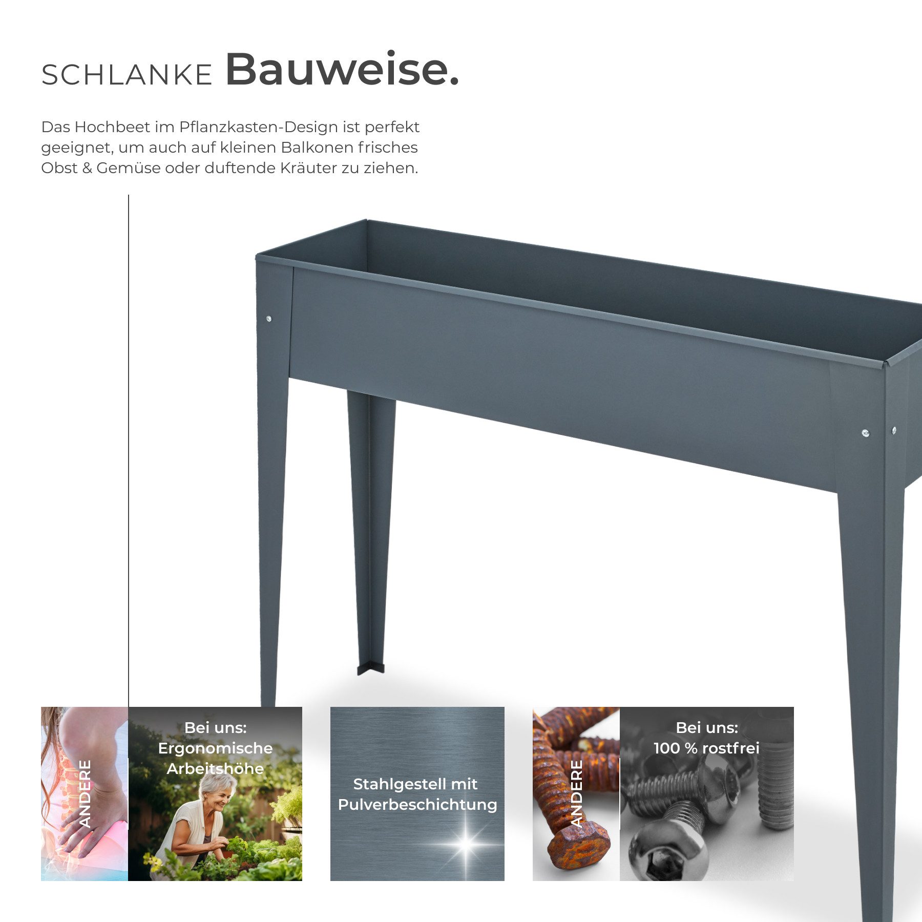 tectake Hochbeet Calendula, aus pulverbeschichtetem Stahl