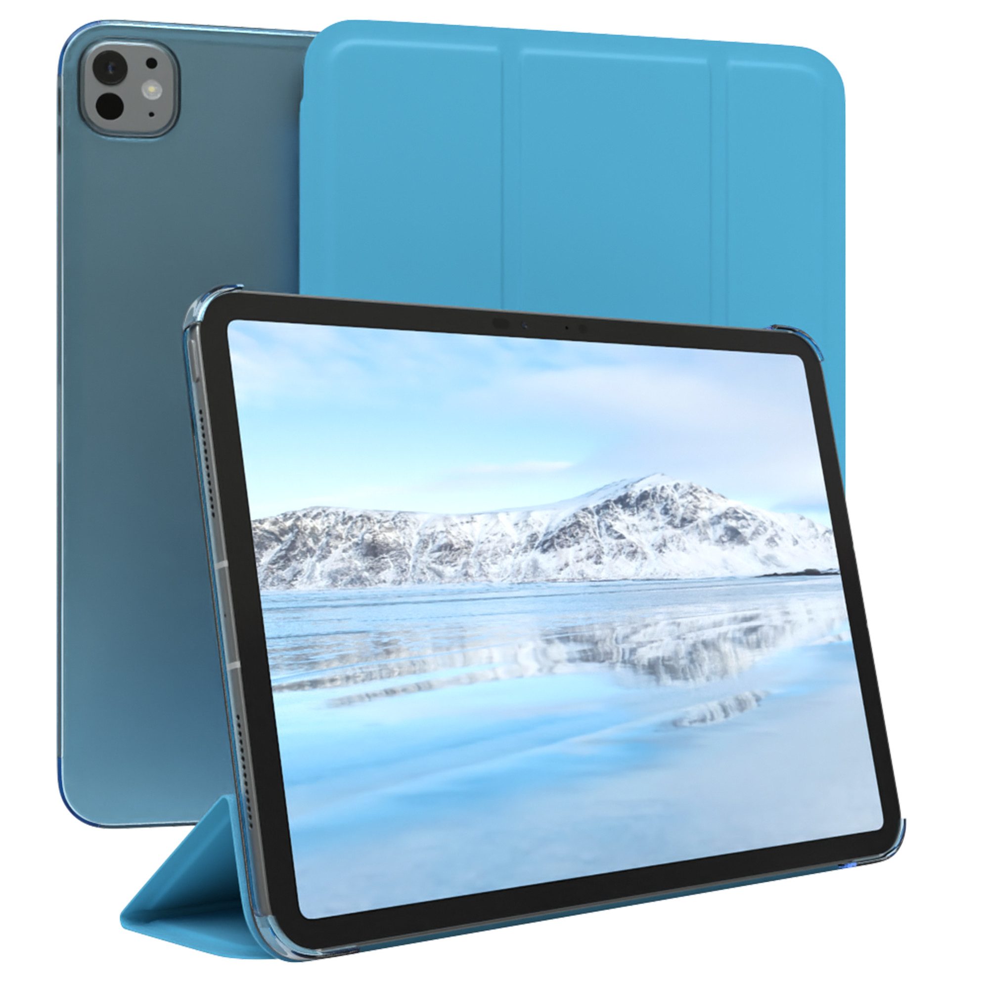 EAZY CASE Tablet-Hülle Smart Case Apple für iPad Pro 11 (2024) 11 Zoll, Klapphülle mit Standfunktion Tablet Hülle Book Case kratzfest Hellblau