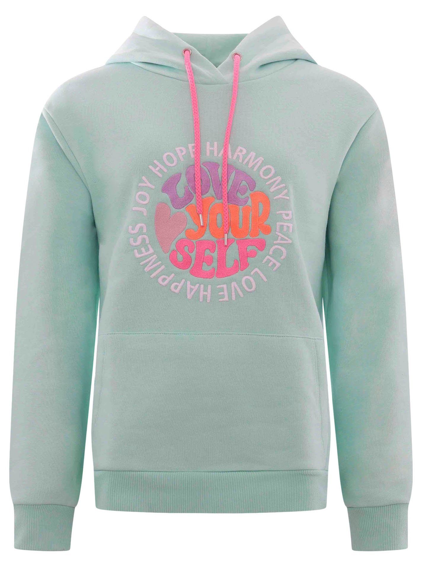 Zwillingsherz Sweatshirt mit Kapuze, Frontprin, neonfarben