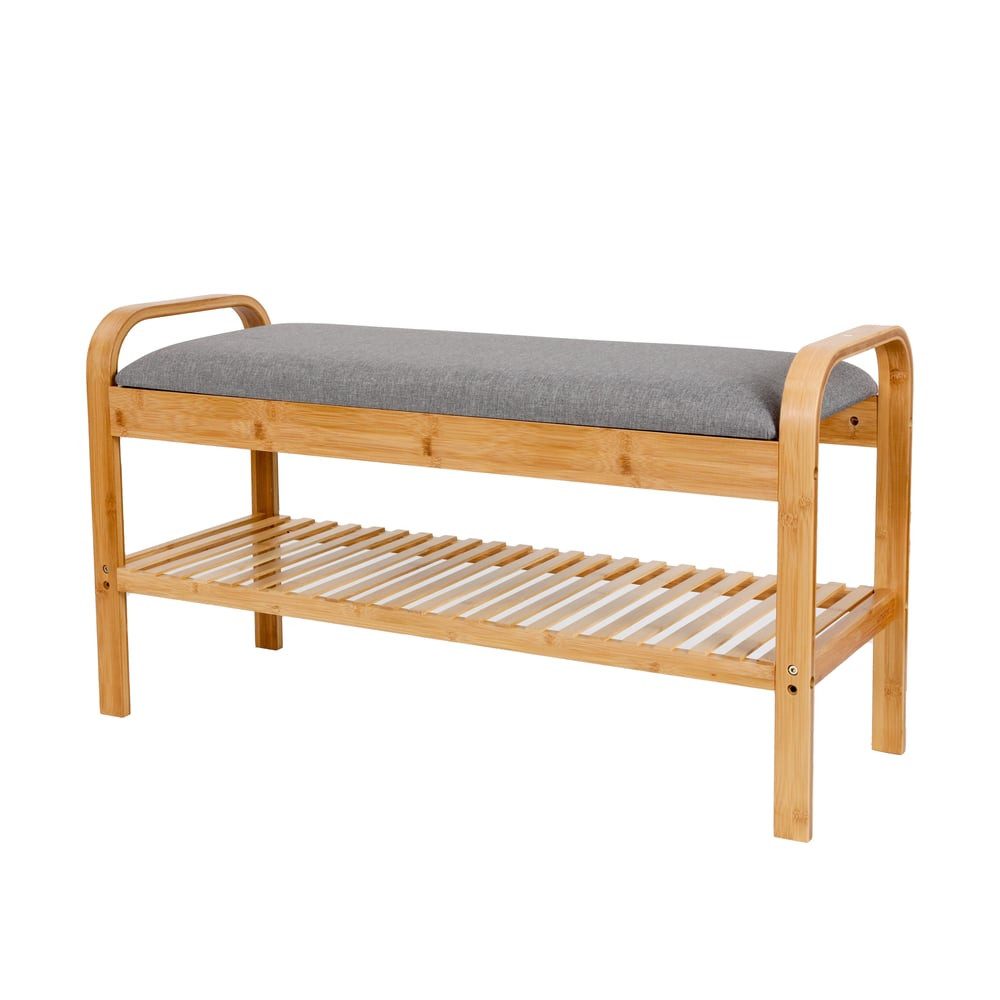 Lumaland Schuhregal Schuhregal aus Bambus mit Sitzbank, 1 Ebene 90x50x30 Sc günstig online kaufen