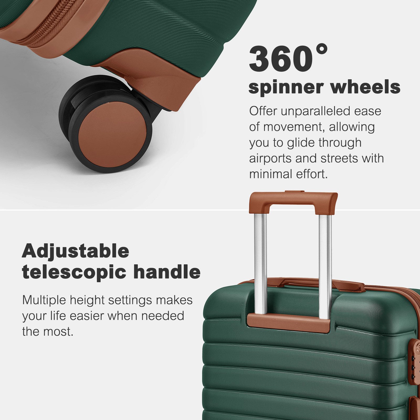 KONO Handgepäckkoffer Koffer Trolley ABS+PC Hartschalenkoffer