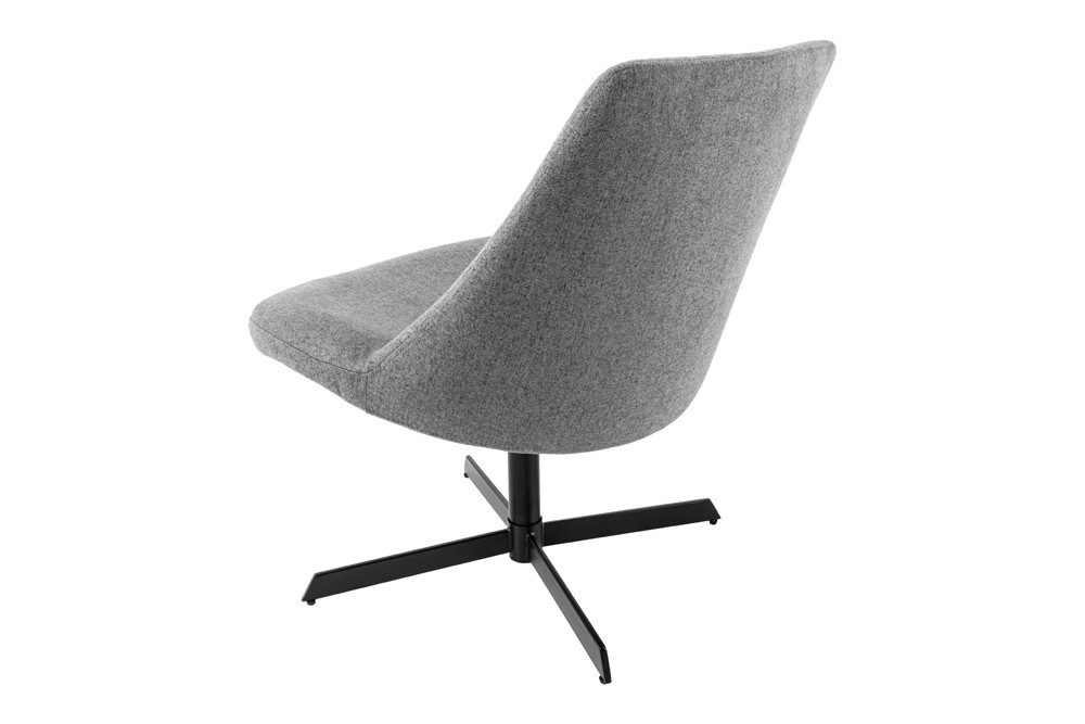 riess-ambiente Drehsessel LOUNGER grau / schwarz - Strukturstoff, Metallgestell, drehbar, rund (Einzelartikel, 1-St), Lesesessel mit Ziernähten - ideal für Arbeits-, Wohnzimmer & Ankleide