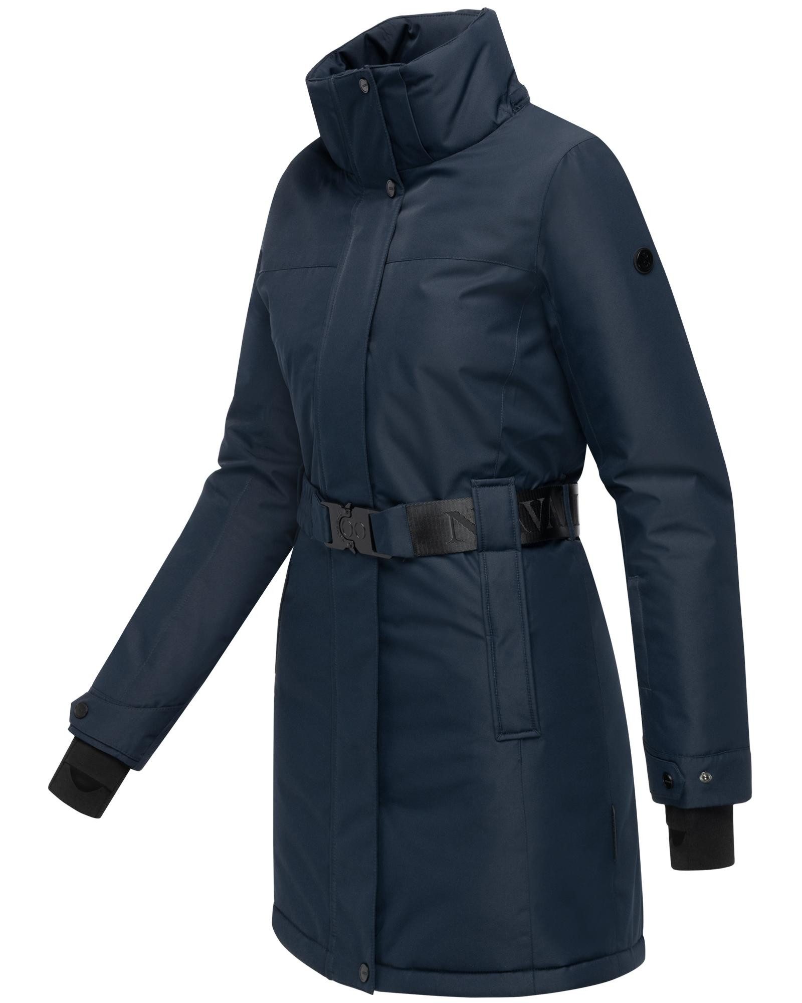 Navahoo Wintermantel Frostkuss 14 Warmer Damen Mantel mit abnehmbarer Kapuze und Taillengürtel