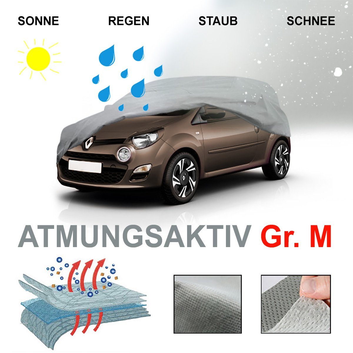 NYLON Ganzgarage Größe L Atmungsaktiv Vollgarage Abdeckplane Auto