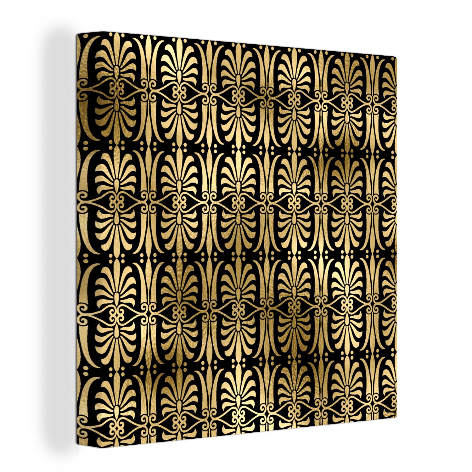 OneMillionCanvasses® Leinwandbild Muster - Art Deco - Gold, (1 St), Leinwand Bilder für Wohnzimmer Schlafzimmer