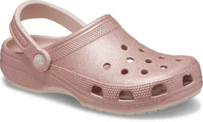 Crocs Classic Glitter Clog, Badesandale, Hausschuh, Sommerschuh, Schlappen, Schlupfschuh mit Glitzer verziert