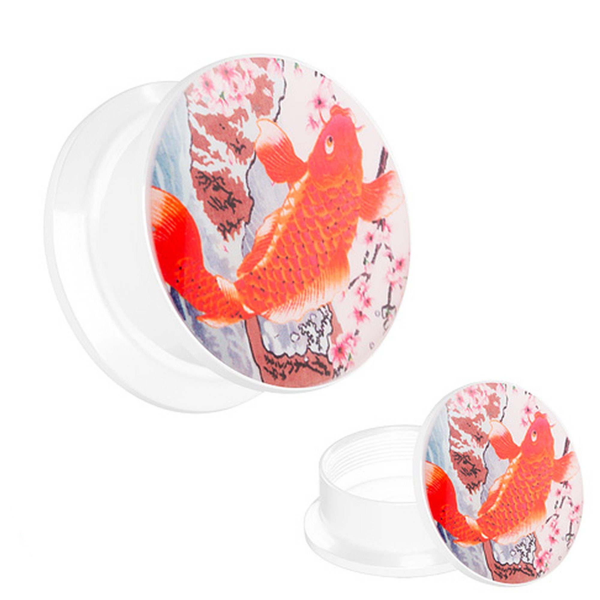 Karpen Schraub Flesh Koi golden Ohr Schraubverschluß Taffstyle Tunnel Ohrpiercing Piercing Orange Plug Fisch, Plug Kunststoff Picture