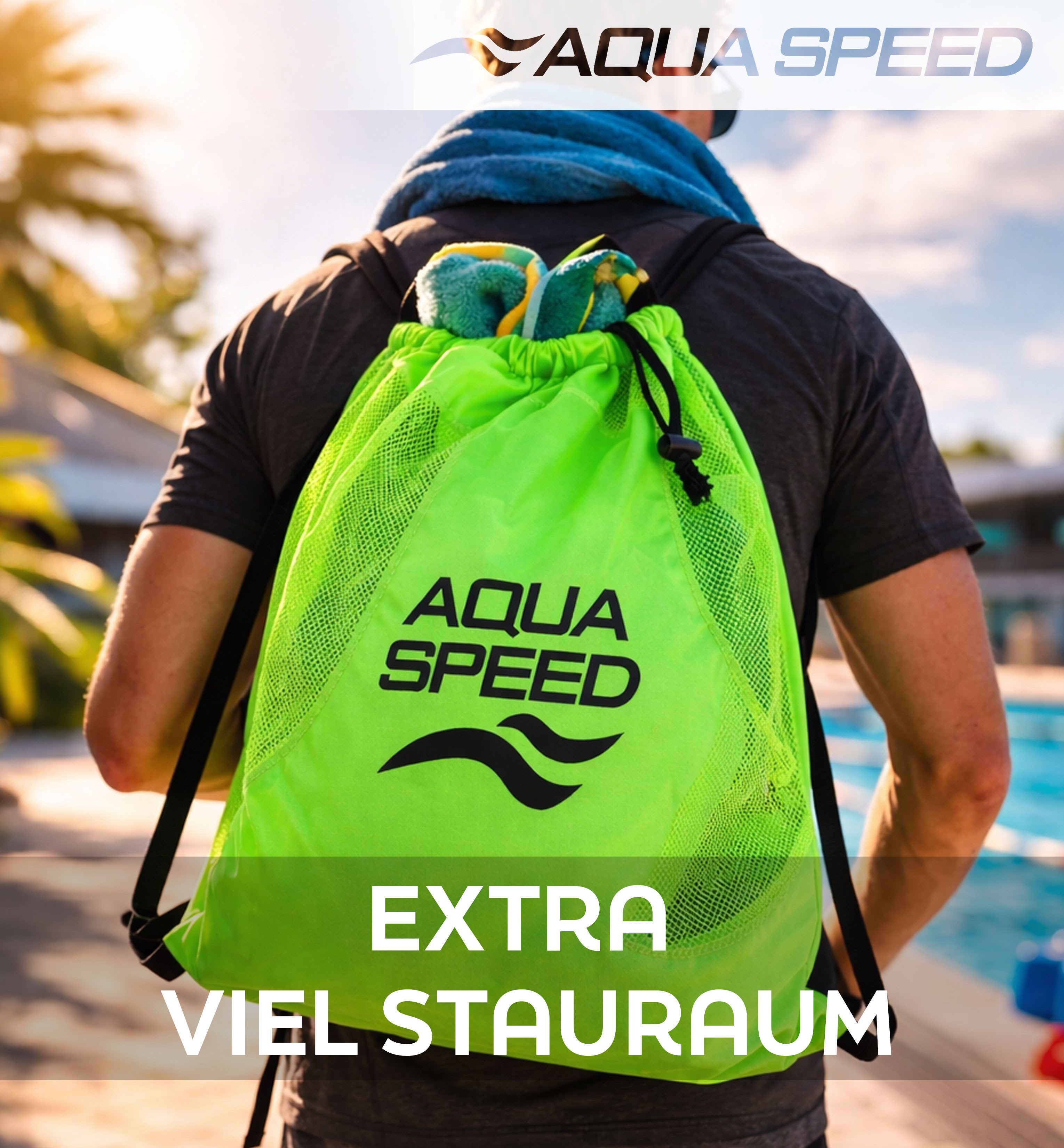 Aqua Speed Sportrucksack (Triathlon Rucksack mit Luftzirkulation für Training), Strapazierfähiges Gewebe schützt vor Wasser und Chlor – Bild 4 von 5