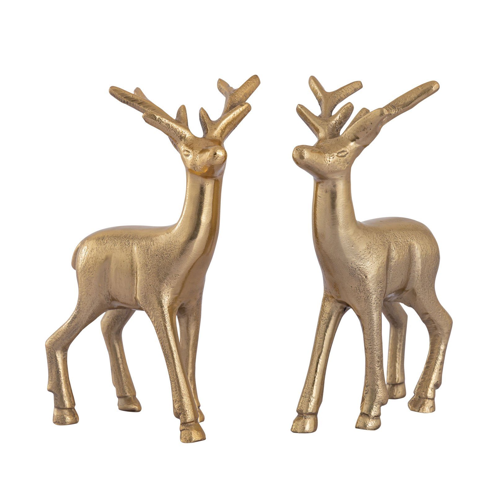 Dekofigur Deko Figur Hirsch 2er Set Tischdekoration Tierfigur Metall Weihnachten