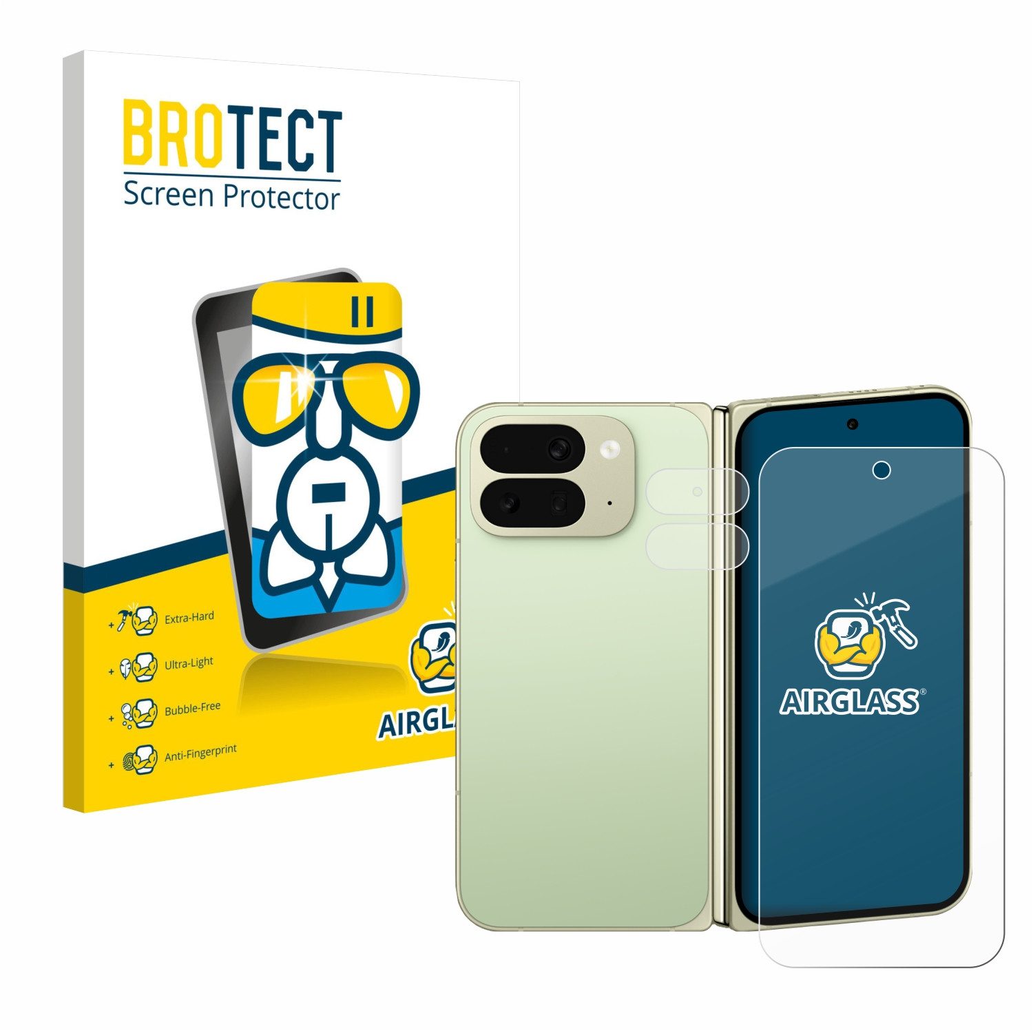 BROTECT Displayschutzglas Folie für Google Pixel 10 Pro Fold (Display+Kamera), Schutzfolie Glas Panzer Display Schutz klar