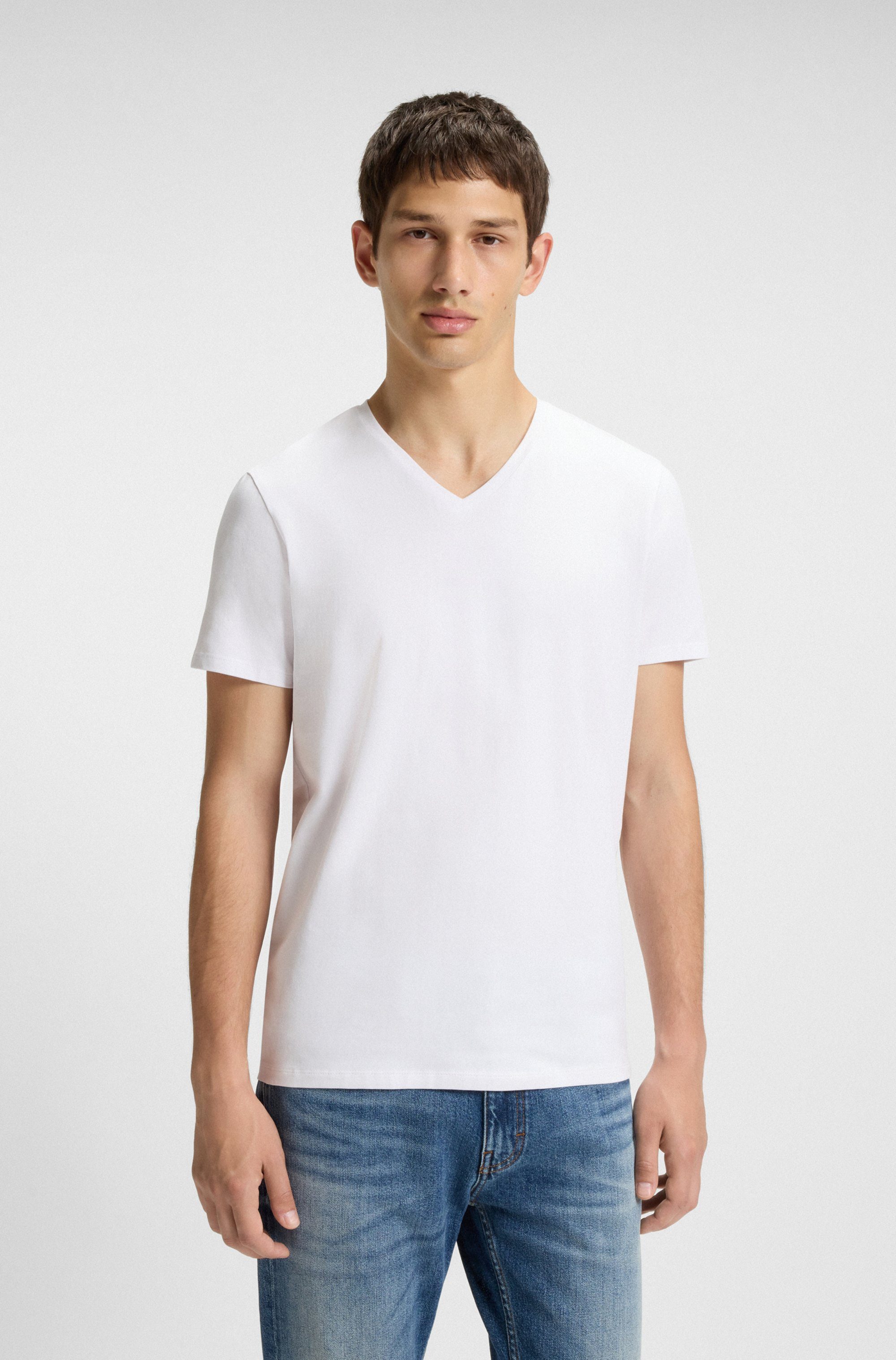 HUGO T-Shirt HUGO-V (Packung, 2er) V-Ausschnitt, Slim-Fit, HUGO Logo-Print