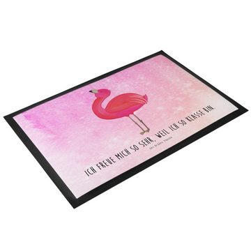 Fußmatte 60 x 90 cm Flamingo stolz - Aquarell Pink - Geschenk, beste Freundin, Mr. & Mrs. Panda, Höhe: 0 mm