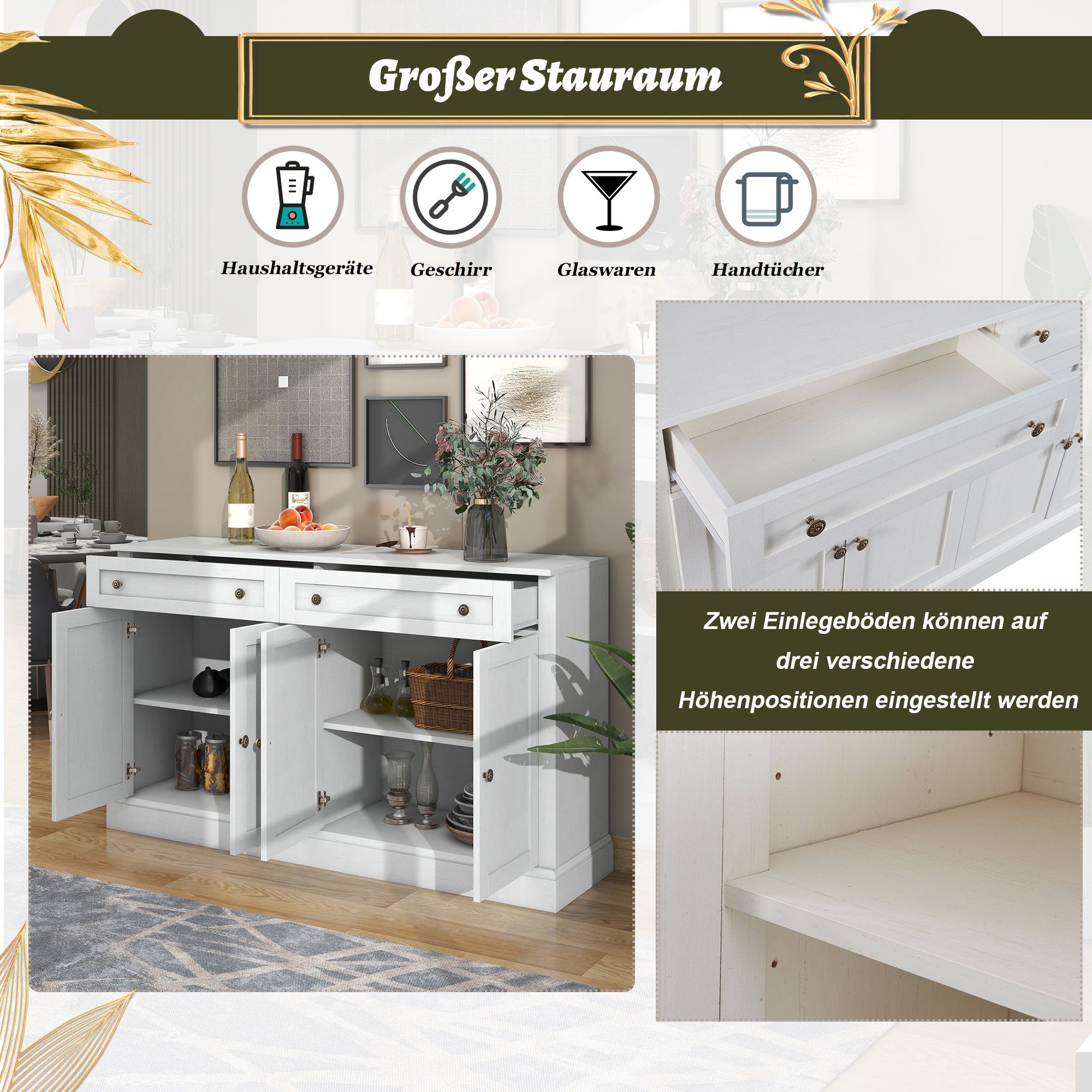 Merax Sideboard im rustikalen Landhausstil mit günstig online kaufen