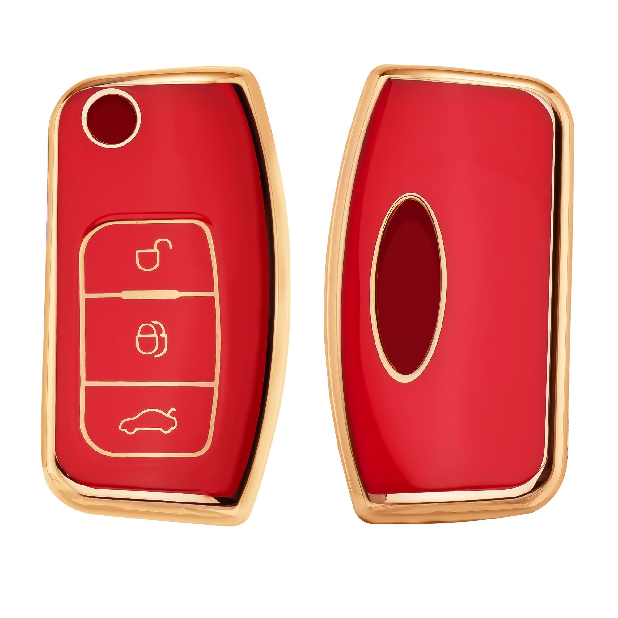 kwmobile Schlüsseltasche Autoschlüssel Hülle für Ford, Schlüsselhülle Silikon Cover Rot