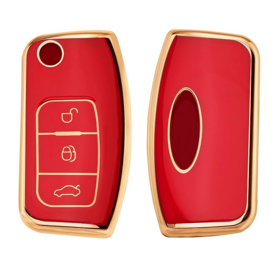 kwmobile Schlüsseltasche Autoschlüssel Hülle für Ford, Schlüsselhülle  Silikon Cover, KOMPATIBEL MIT: Ford 3-Tasten Klappschlüssel Autoschlüssel