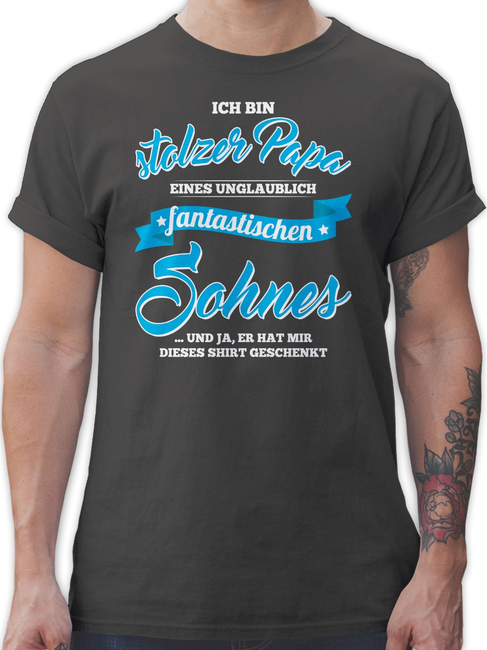 Shirtracer T-Shirt Stolzer Papa eines fantastischen Sohnes Vatertag Geschenk für Papa 3 Dunkelgrau