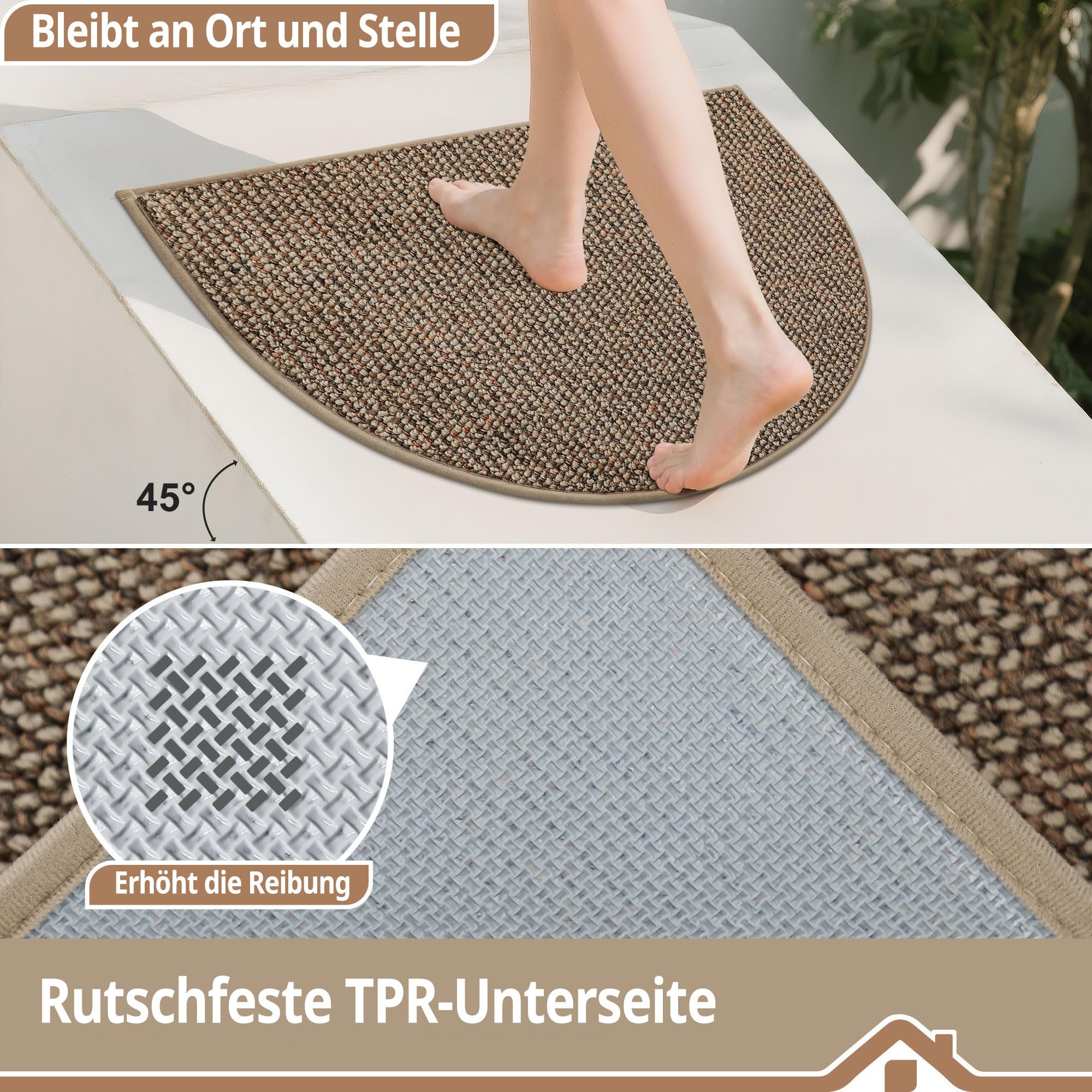 Agger Fußmatte Sisal-Fußmatte, Halbmond-Kratzmatte, Kratzbrett, strapazierfähige Kratz-Fußmatte für Katzen, dekorative Fußmatte – Bild 4 von 5