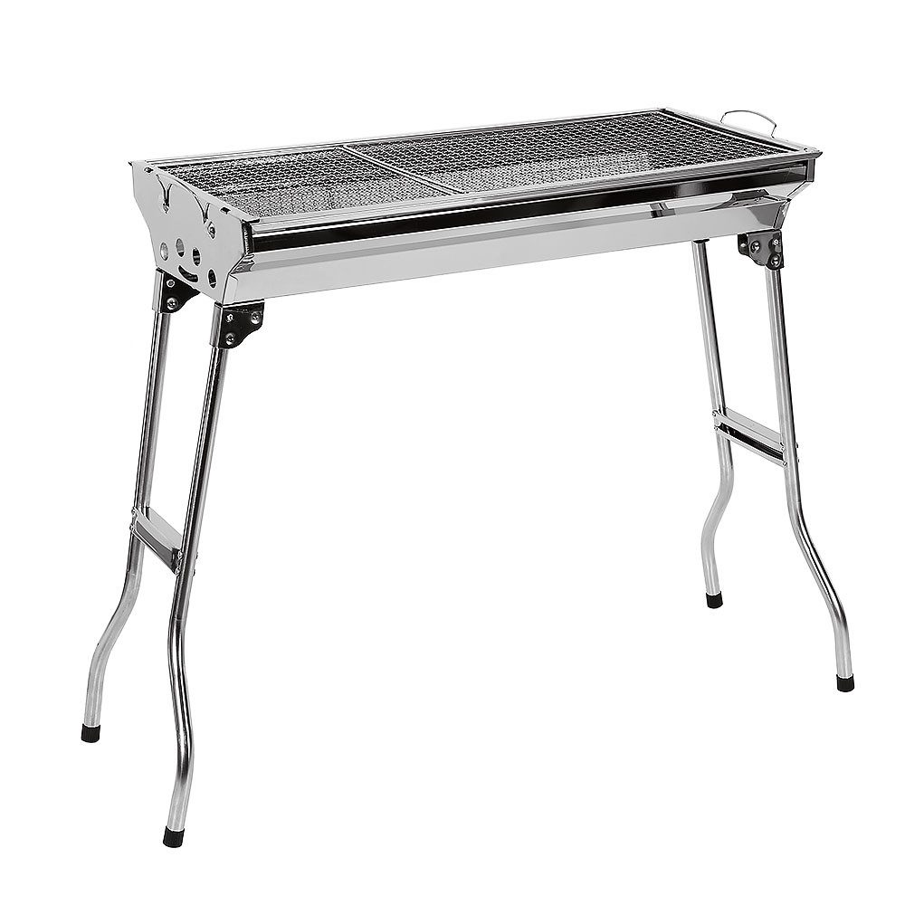 JEOBEST Holzkohlegrill Camping Grill Holzkohle, Edelstahl Grill, Reisegrill für BBQ, Klappbar, mit Grillnetze, zwei Carbonnetze -73 x 33.5 x 70cm – Bild 4 von 5