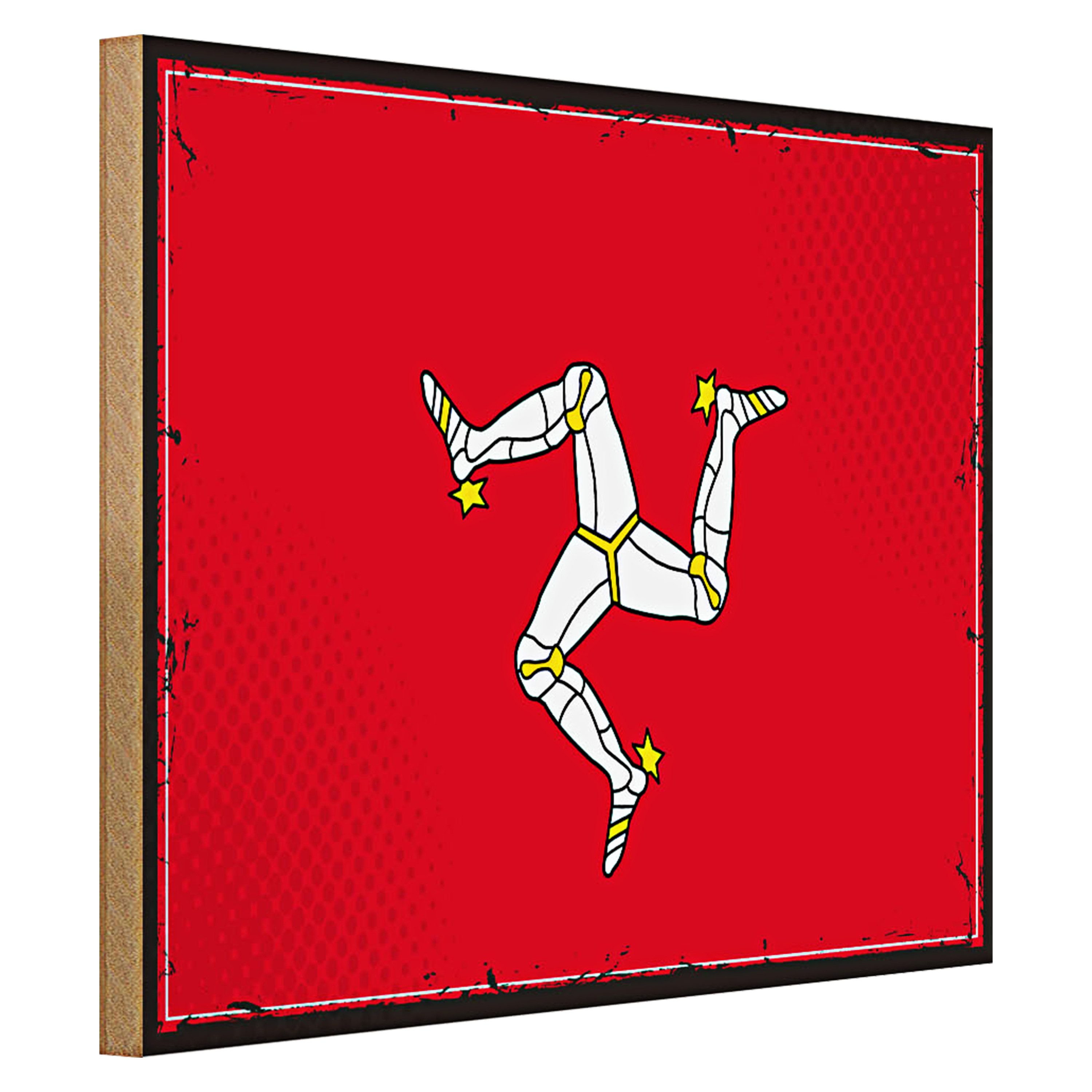 Roomando Holzbild Flagge Isle of Man 40x30cm Retro Isle of Man