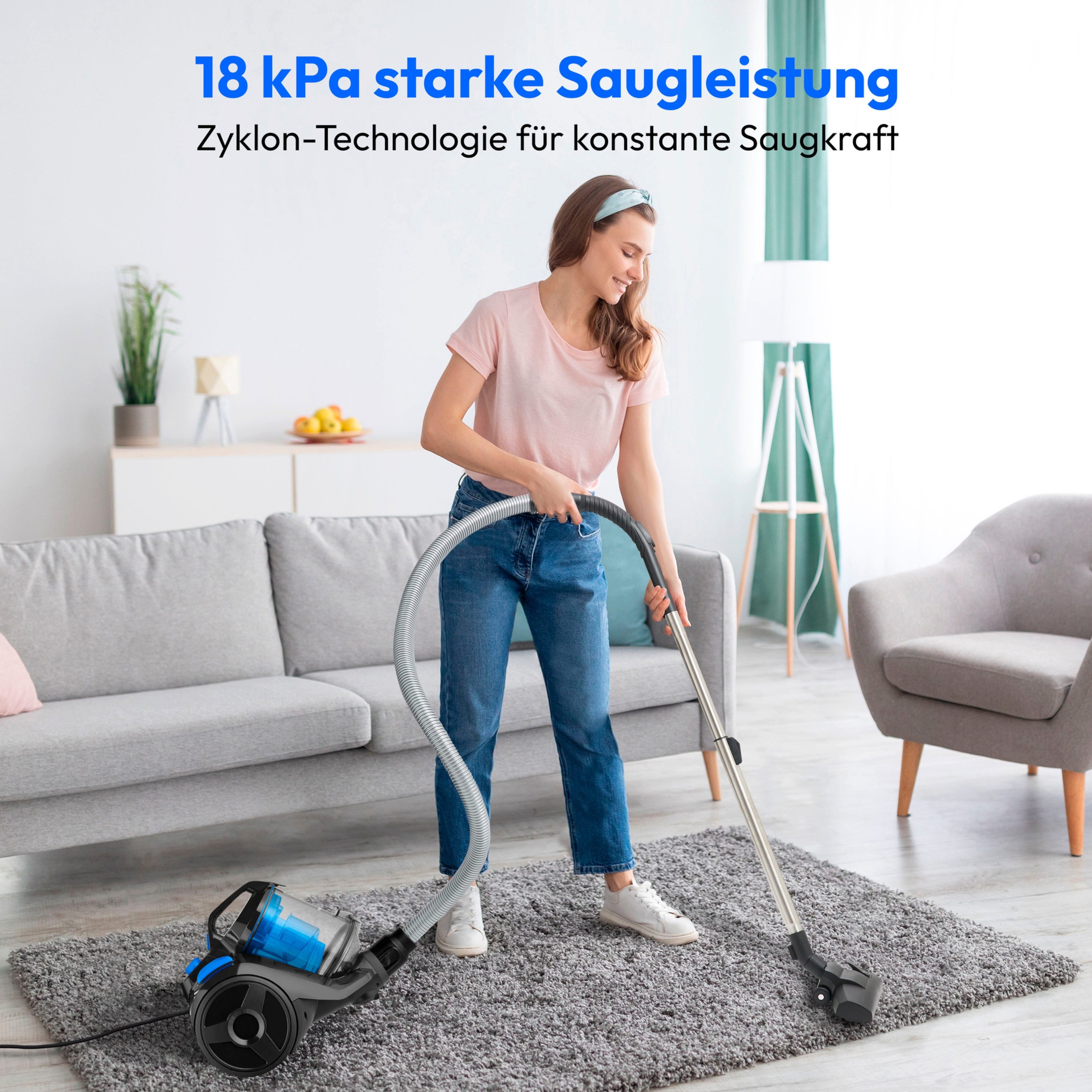 Medion® Bodenstaubsauger E2001 Beutelloser Zyklon-Staubsauger (MD12078), 800 W, beutellos, beutellos, 800W, 2L Behälter, HEPA-Filter
