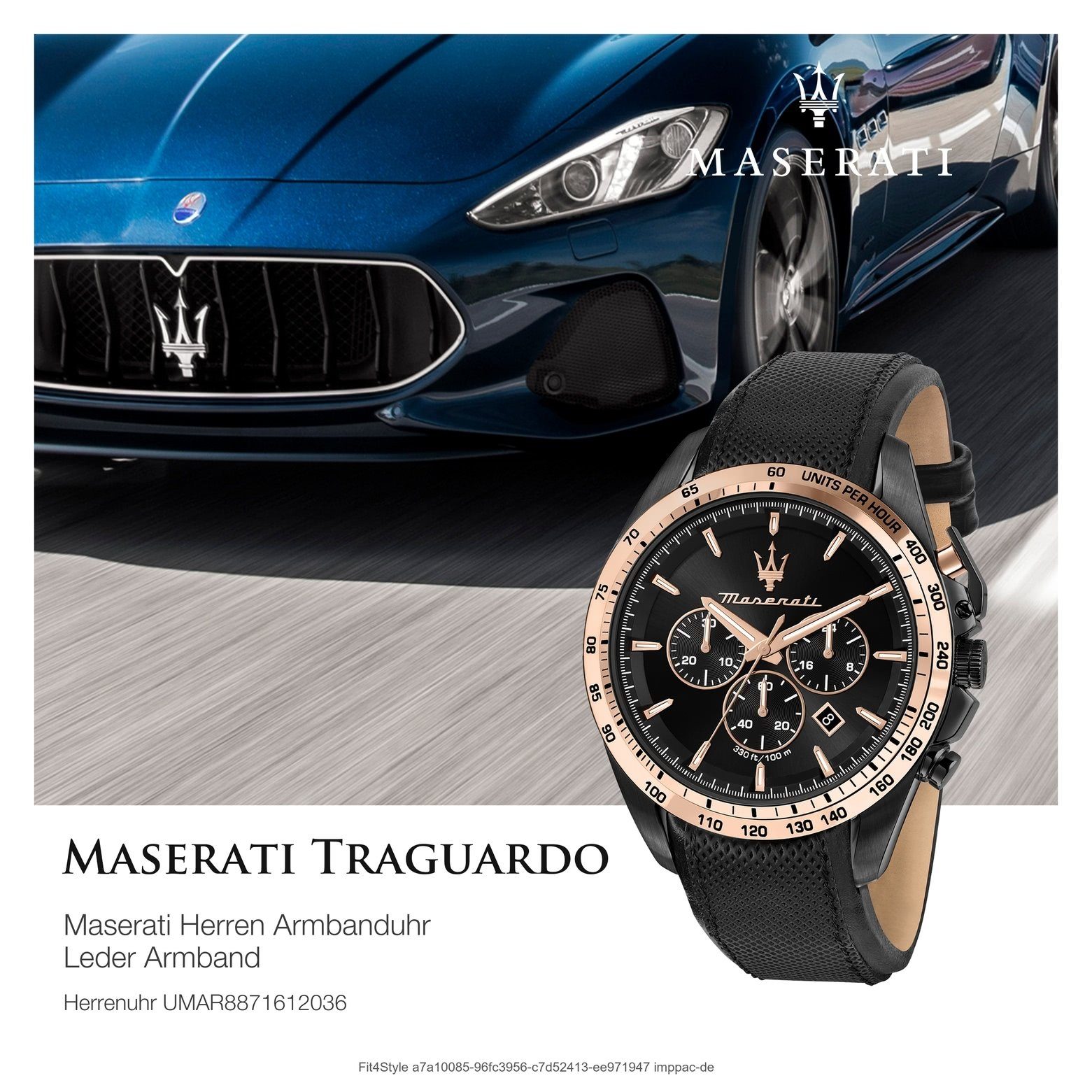 MASERATI Chronograph Maserati Herren Chronograph, rund, (ca. Made-In Italy Lederarmband, Herrenuhr groß 45mm)